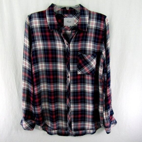 Rails Hunter Navy Blue Red Plaid Button Front Shirt Womens Size S Long Sleeve - Picture 11 of 11